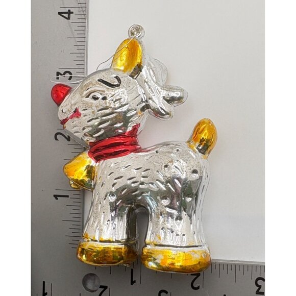 Vintage Shiny Standing Reindeer Christmas Tree Ornament Rudolph Red Nosed - Picture 3 of 8